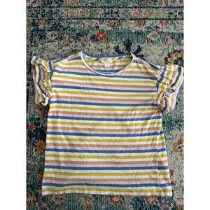 Crewcuts Colorful Striped Flutter Sleeve Blouse Size Medium‎